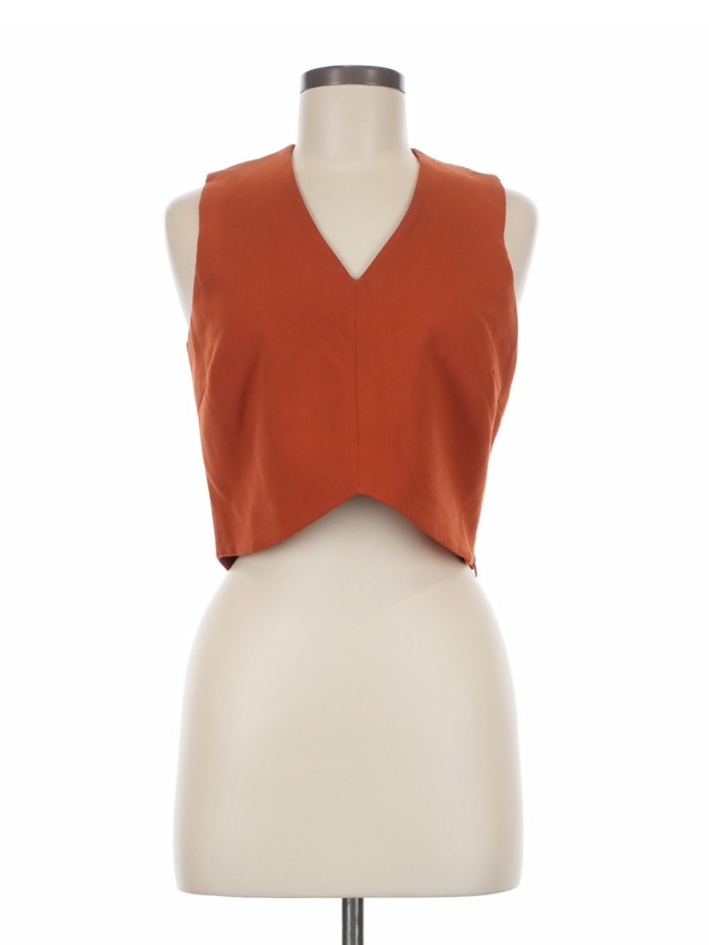 Lucy Paris Rust Orange Structured Vest Top Sz M Sleeveless V-Neck Cropped